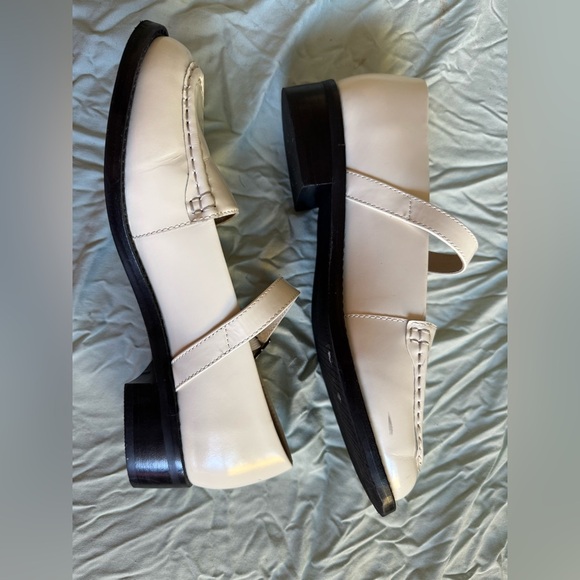 Anthropology Intentionally Blank Rafters Cream Matte Leather Mary Jane Heel 9 - Picture 8 of 8